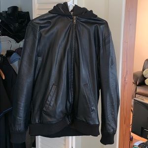 Obey Leather Hooded Jacket